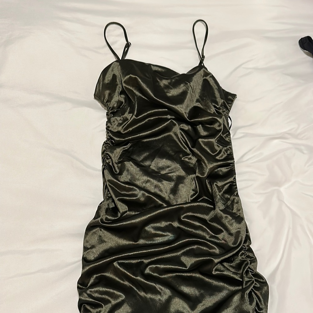 Satin Ruched Midi Dress